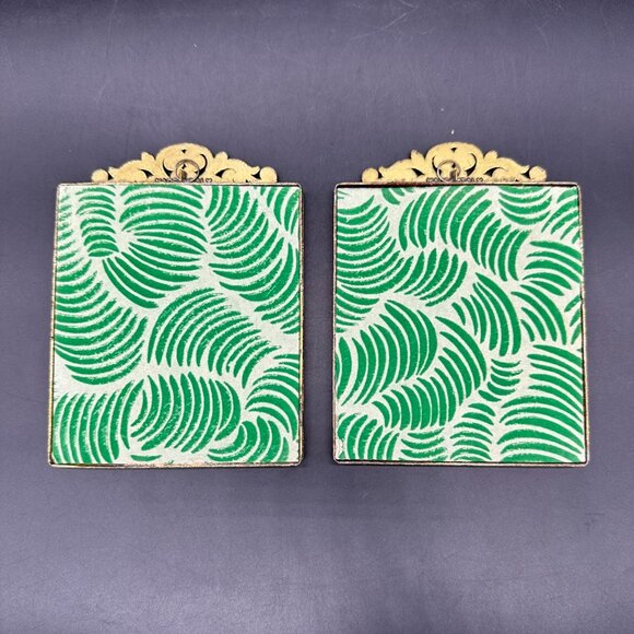 Vintage Italian Floral Pictures Ornate Metal Frames Wall Hangings Mid Century - Picture 3 of 8